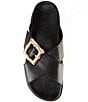Color:Black - Image 5 - Enola Crossed Leather Bamboo Buckle Slide Sandals