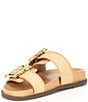 Color:Beige - Image 4 - Enola Sporty Raffia Buckle Detail Banded Slide Sandals