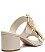 Color:Pearl - Image 3 - Enola Weekend Leather Bamboo Buckle Block Heel Slide Sandals