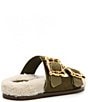 Color:Matcha - Image 2 - Enola Weekend Sporty Suede Buckle Detail Slide Sandals