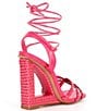 Color:Paradise Pink - Image 2 - Filipa Leather Braided Ankle Wrap Wedge Sandals