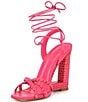 Color:Paradise Pink - Image 4 - Filipa Leather Braided Ankle Wrap Wedge Sandals