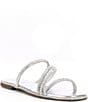 Color:Cristal/Prata - Image 1 - Giulia Leather Rhinestone Embellished Sandals