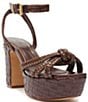Color:Dark Chocolate - Image 1 - Kathleen Platform Woven Leather Ankle Strap Platform Sandals