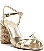 Schutz Keefa Raffia High Block Metallic Leather Sandals - Image 1