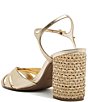 Schutz Keefa Raffia High Block Metallic Leather Sandals - Image 5
