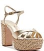 Schutz Keefa Raffia Leather Platform Block Heel Sandals - Image 1