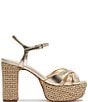 Schutz Keefa Raffia Leather Platform Block Heel Sandals - Image 2