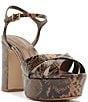 Schutz Keefa Snake Print Leather Platform Block Heel Sandals - Image 1