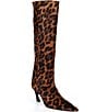 Schutz Lexi Leopard Print Calf Hair Pointed Toe Tall Boots - Image 1