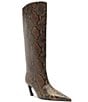 Schutz Lexi Mid Snake Print Leather Pointed Toe Tall Boots - Image 1