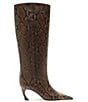 Schutz Lexi Mid Snake Print Leather Pointed Toe Tall Boots - Image 2