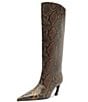 Schutz Lexi Mid Snake Print Leather Pointed Toe Tall Boots - Image 6