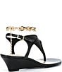 Schutz Lys Wedge Leather Ankle Chain Slingback Thong Sandals - Image 2