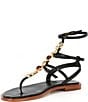 Color:Black - Image 4 - Malia Leather Stone Embellished Gladiator Sandals