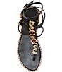 Color:Black - Image 5 - Malia Leather Stone Embellished Gladiator Sandals