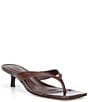 Schutz Marjorie Leather Square Toe Kitten Heel Thong Slide Sandals - Image 1