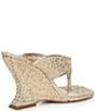 Schutz Maya Woven Metallic Square Toe Thong Sculpted Wedge Sandals - Image 2