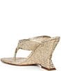 Schutz Maya Woven Metallic Square Toe Thong Sculpted Wedge Sandals - Image 3