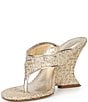 Schutz Maya Woven Metallic Square Toe Thong Sculpted Wedge Sandals - Image 4