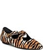Schutz Molly Tiger Print Calf Hair Cross Strap Flats - Image 1