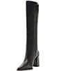 Schutz Raffaela Up Leather Pointed Toe Block Heel Tall Boots - Image 6