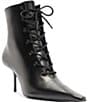 Schutz Roxanne Lace Leather Pointed Toe Stiletto Dress Boots - Image 1