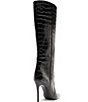 Schutz Samira Croco Embossed Leather Pointed Toe Stiletto Tall Boots - Image 3
