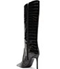 Schutz Samira Croco Embossed Leather Pointed Toe Stiletto Tall Boots - Image 5
