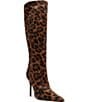 Schutz Samira Leopard Print Calf Hair Pointed Toe Stiletto Tall Boots - Image 1