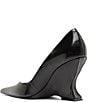 Schutz Siena Leather Pointed Toe Sculpted Wedge Dress Pumps - Image 5