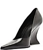 Schutz Siena Leather Pointed Toe Sculpted Wedge Dress Pumps - Image 6