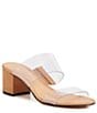 Color:Transparent/Honey - Image 1 - Victorie Clear Block Heel Dress Slides