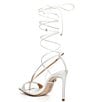 Color:White - Image 3 - Vikki Leather Ankle Wrap Square Toe Dress Sandals