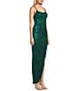 Color:Green - Image 3 - Scoop Neck Fringe Sequin Asymmetrical Hem Long Dress