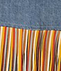 Color:Denim - Image 4 - Colorful Fringe Detailed Denim Western Statement Jacket