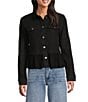 Scully Denim Lace Voile Point Collar Long Sleeve Button Front Jacket, Color:Black - Image 2