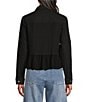 Scully Denim Lace Voile Point Collar Long Sleeve Button Front Jacket, Color:Black - Image 3