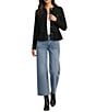 Scully Denim Lace Voile Point Collar Long Sleeve Button Front Jacket, Color:Black - Image 4