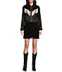 Scully Fringe Collared Long Sleeve Blouse, Color:Black - Image 3