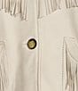Color:Vanilla - Image 5 - Genuine Leather Fringe Button Front Jacket
