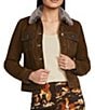 Scully Leather Faux Fur Collar Long Sleeve Jacket, Color:Brown - Image 1