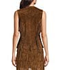 Scully Leather V-Neck Fringe Snap Front Vest, Color:Cafe Brown - Image 3