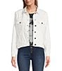 Color:White - Image 1 - Rhinestone Fringe Stretch Point Collar Chest Pocket Button Front Denim Jacket
