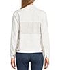 Color:White - Image 2 - Rhinestone Fringe Stretch Point Collar Chest Pocket Button Front Denim Jacket