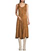 Color:Beige - Image 3 - Sleeveless Lace-Up Embroidered Floral Jacquard Dress