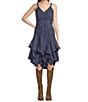 Scully Spaghetti Strap Front Tie Embroidered Midi Dress, Color:Slate - Image 4