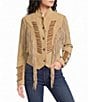 Scully Suede Fringe Round Neck Long Sleeve Jacket - Image 2