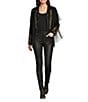 Scully Suede Fringe Round Neck Long Sleeve Jacket, Color:Black - Image 3