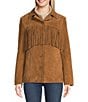 Scully Suede Leather Fringe Button Front Jacket - Image 1
